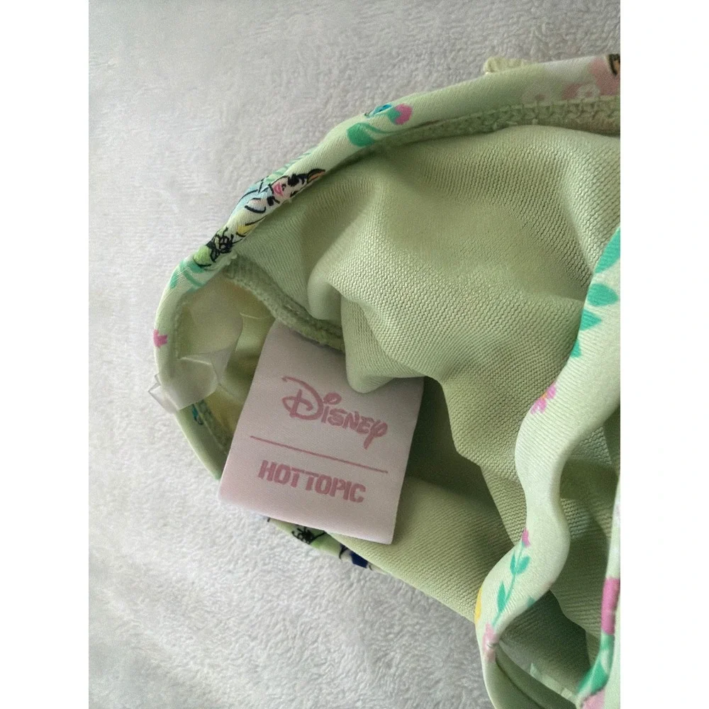 Disney Hot Topic Princess Floral Ruffle High Waisted Bikini Set Green Yellow